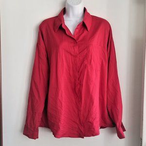 NWT raspberry color silk-like button down blouse